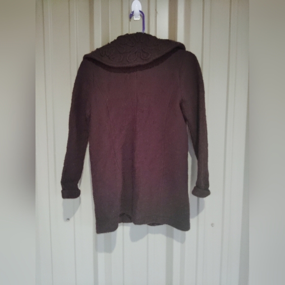 Women's Cynthia Rowley Chocolate Brown Wool Sweater Jacket Size Small - Picture 5 of 6